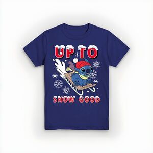 Brand New Disney Stitch "Up To Snow Good" T-shirt Boys Size XL 14-16 Winter